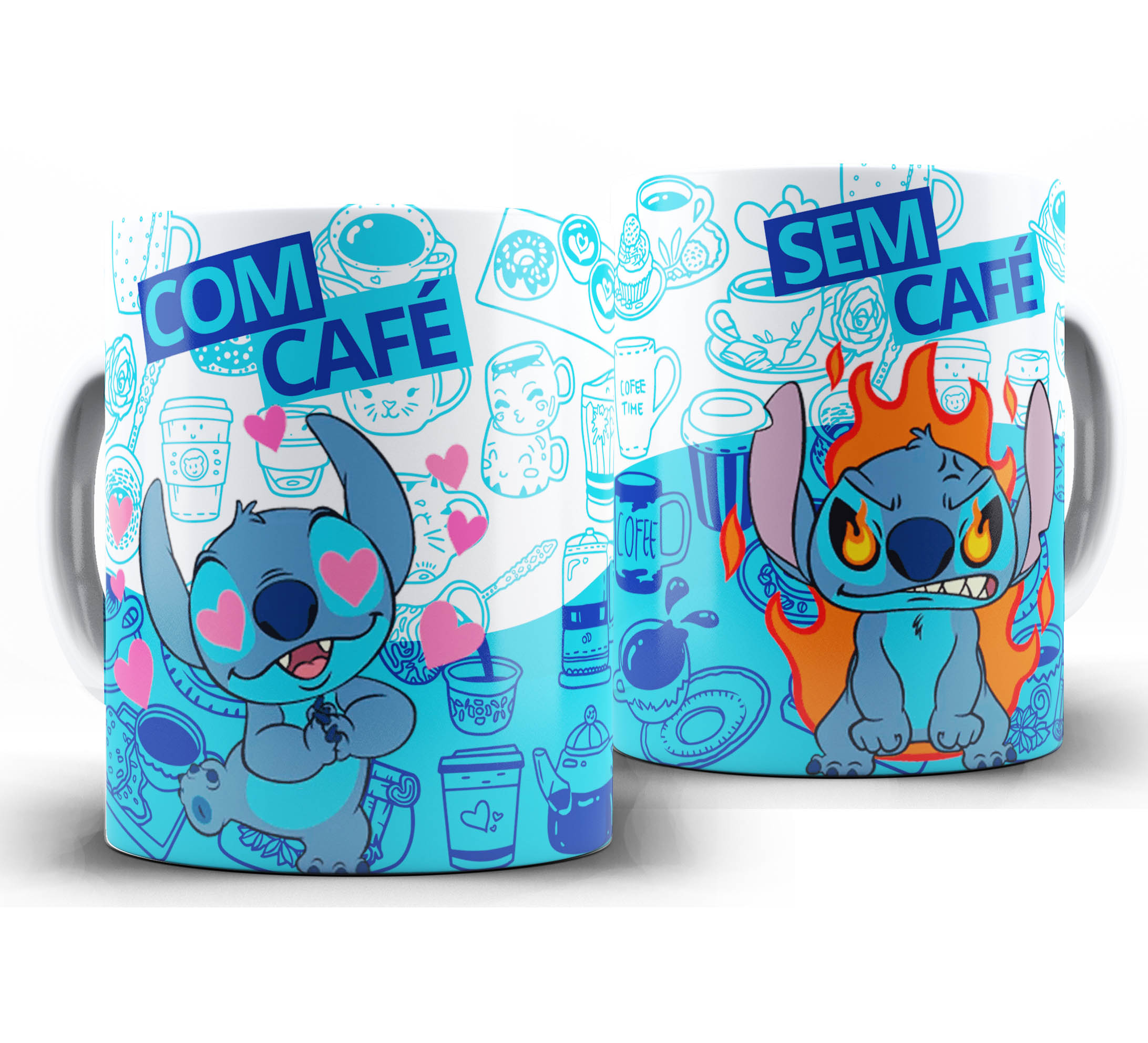 Caneca Com Cafe Sem Cafe - Stitch